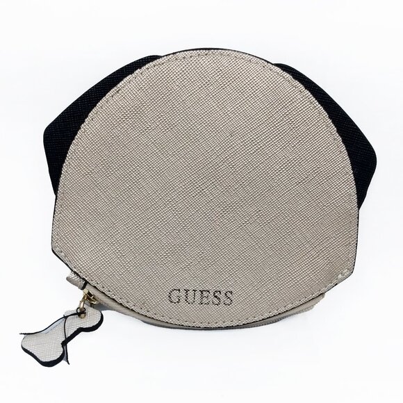 GUESS Puppy Dog Face Wallet-Light Gold/Black-Zipper Closure - Picture 3 of 7